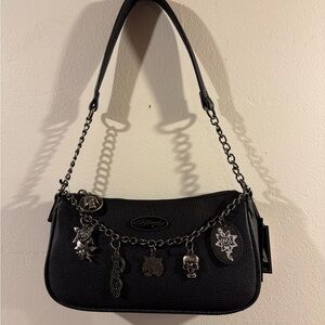 Ed Hardy shoulder crossbody Bag Black with charms